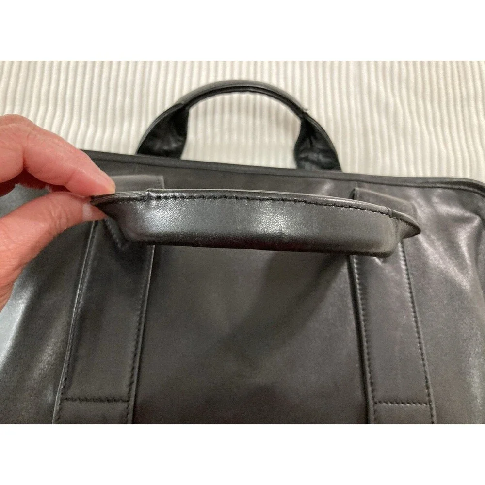 TUMI Black Leather Briefcase Laptop Bag 15" Business Travel Work Case 9601D4 - Picture 7 of 16